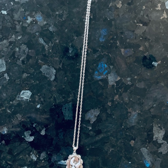 Silver Sparkling Rhinestone Angel Pendant Necklace I AM WITH YOU NOW AND FOREVER - Picture 5 of 6